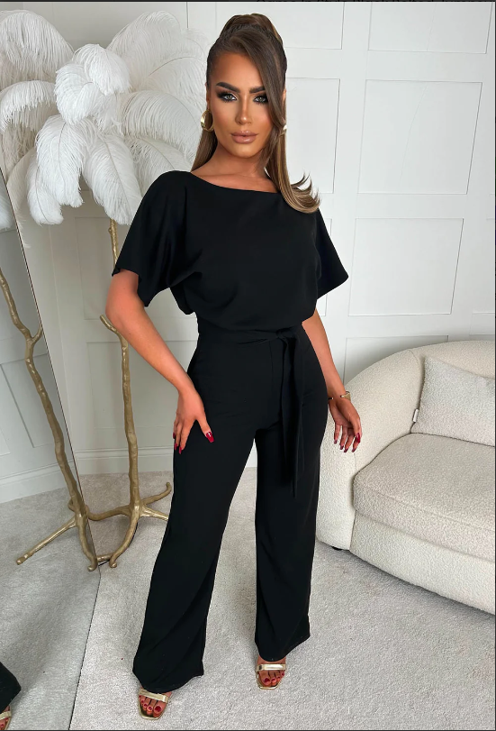 Black Jackie Belted Jumpsuit