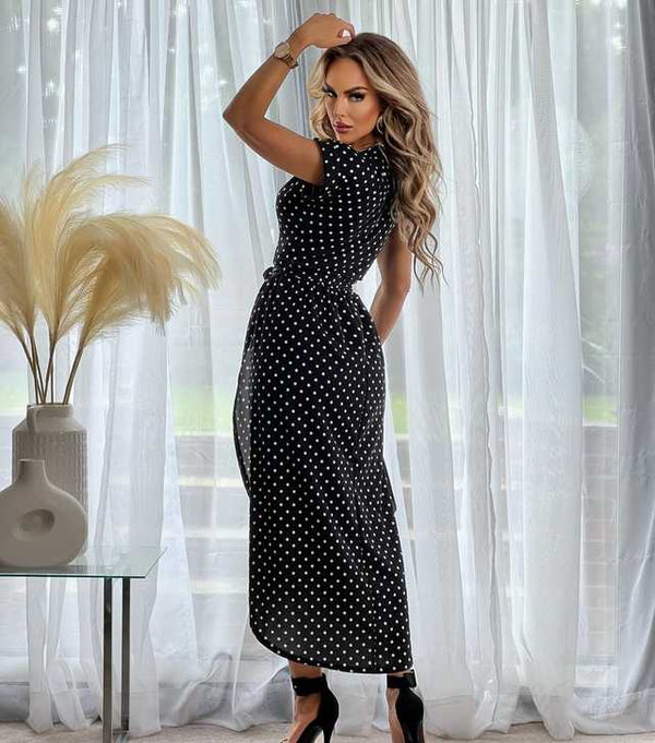 Black Polka Dot Madison Wrap Dress