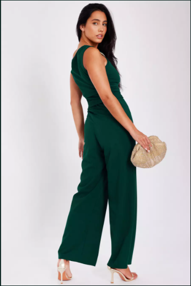 Bottle Green Drop Sleeve Jumpsuit
