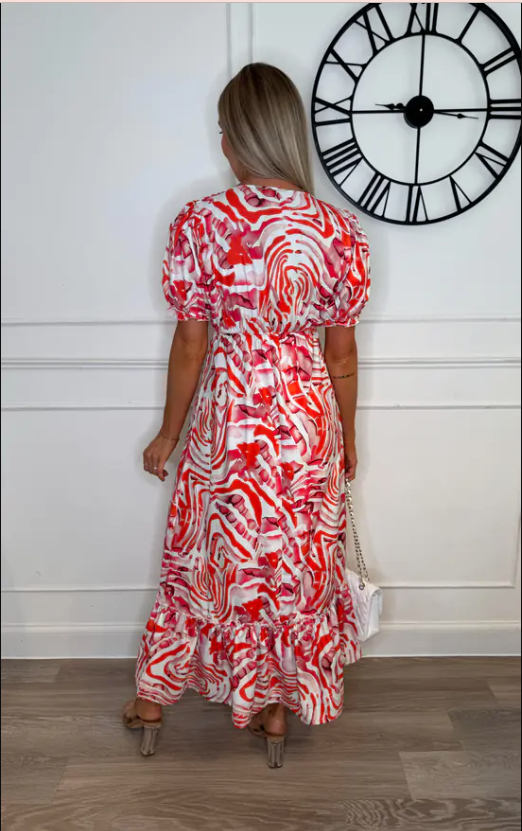 Camila Abstract Floral Keyhole Maxi