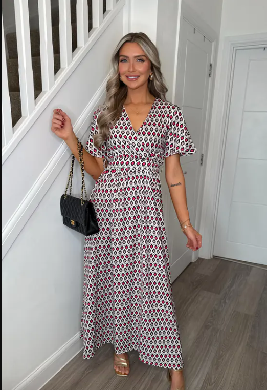 Makayla Red & Neutral Maxi