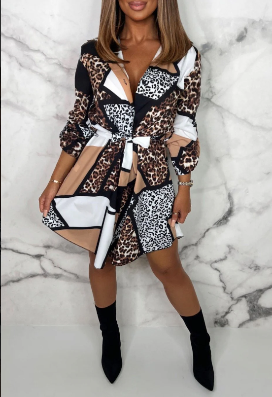 Multi Mixed Animal Betty Print Shirt Dress