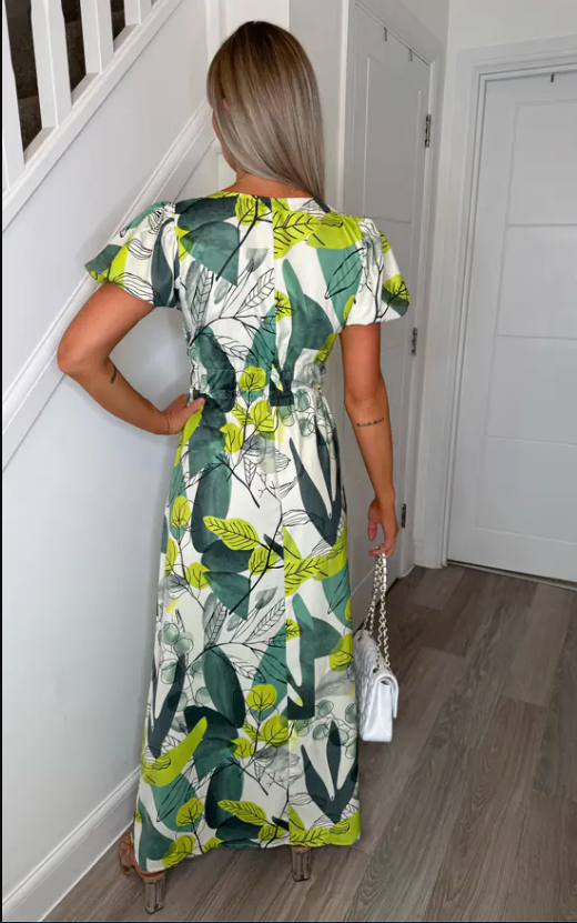 Vienna Alaska Floral V-Neck Maxi Dress