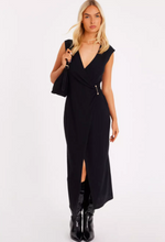 Black Cap Sleeve Midaxi Dress