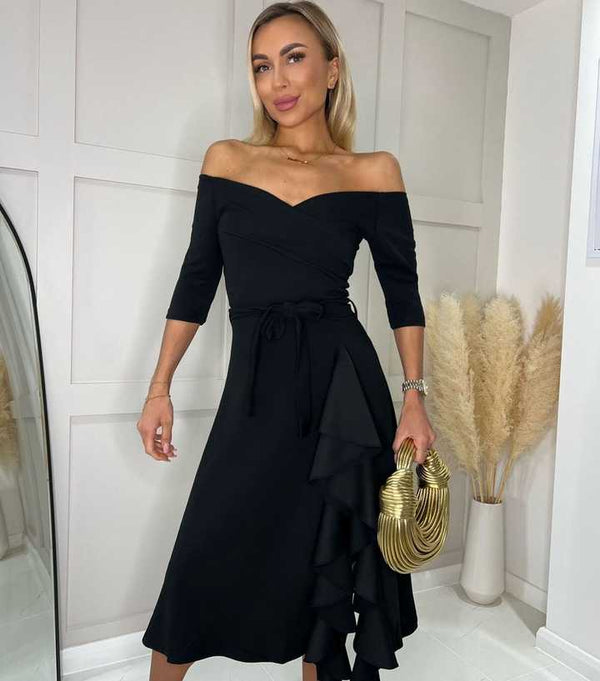 Black Charlie Ruffle Dress