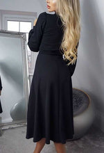 Black Julietta Long Sleeve Skater Dress|1
