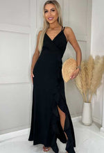 Black Ruffle Strappy Maxi|1