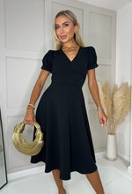 Black V Neck Skater Dress|1