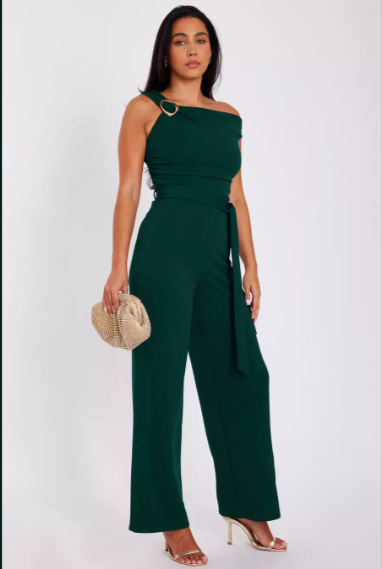 Bottle Green Drop Sleeve Jumpsuit