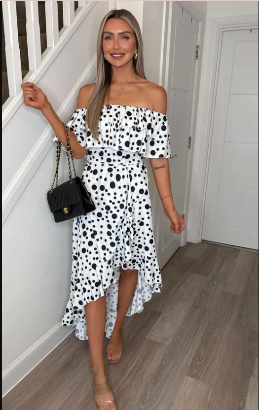 Celine White Polka Dot Dress