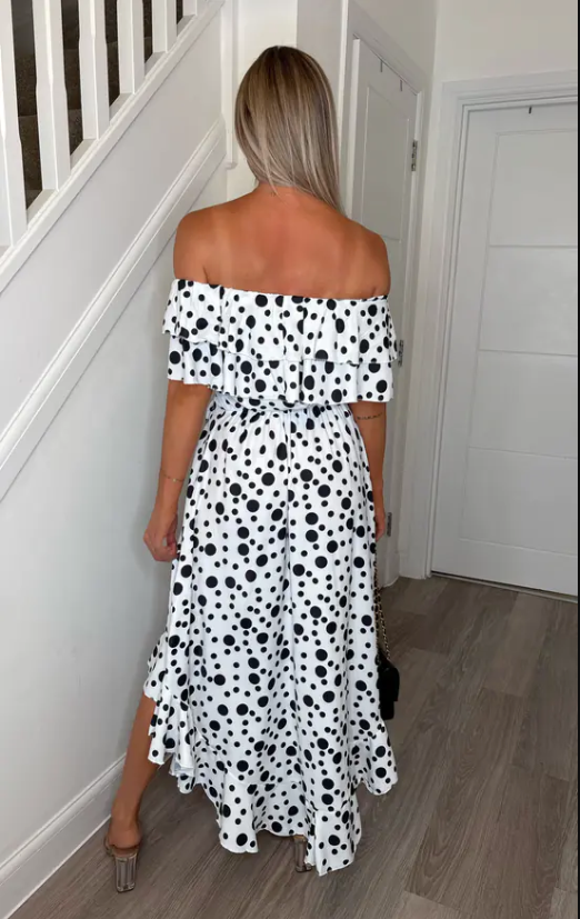 Celine White Polka Dot Dress