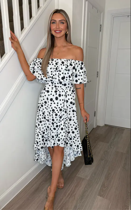 Celine White Polka Dot Dress