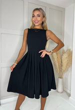 Black Pleated Skater Dress