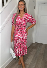 Genesis Red Floral Wrap Belted Dress