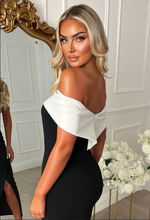 Georgia Black Off The Shoulder Contrast Bow Midaxi Dress | 3