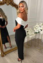 Georgia Black Off The Shoulder Contrast Bow Midaxi Dress | 4