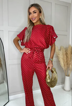Jeckie Red Polka Dot Wide Leg Jumpsuit | 1