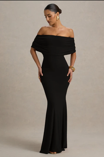 Kaia Black Bardot Maxi Dress