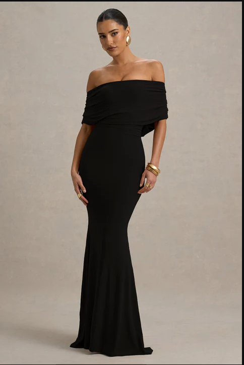 Kaia Black Bardot Maxi Dress