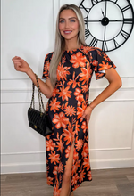 Kinsley Black Maigold Floral Slit Dress
