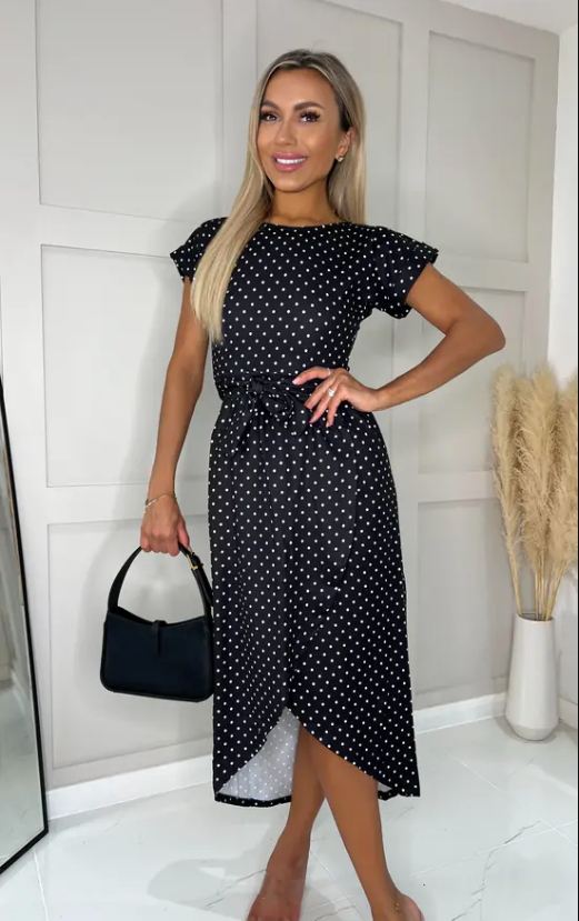Madison Black Polka Dot Wrap Dress