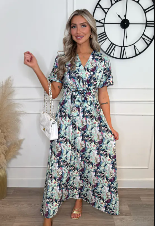 Makayla Blue Tropical Floral Maxi