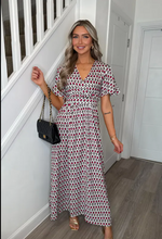 Makayla Red & Neutral Maxi