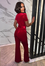 Mia Red Zip Front Velvet Jumpsuit | 3