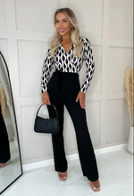 Ogee Wrap Contrast Long Sleeve Jumpsuit