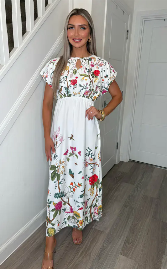Rebecca Fleur Floral Keyhole Maxi Dress
