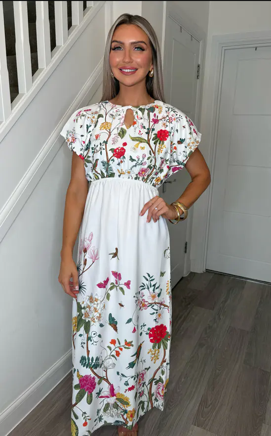 Rebecca Fleur Floral Keyhole Maxi Dress