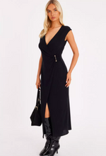 Black Cap Sleeve Midaxi Dress