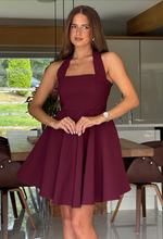 Pandora Halter Neck Mini Skater Dress Berry