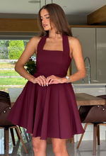 Pandora Halter Neck Mini Skater Dress Berry