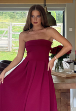 Danni Strapless Bandeau Midi Dress Wine