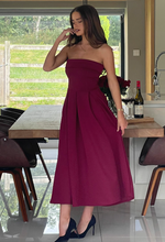 Danni Strapless Bandeau Midi Dress Wine