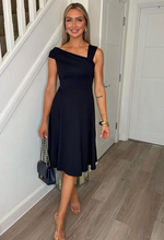 Sandra Navy Off-Shoulder Midi Dress