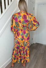 Sarah Amazon Tropical Collarless Maxi Dress