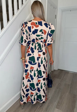 Brooklyn Beige Symbolic Ruched Sleeve Maxi Dress
