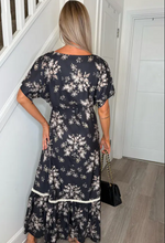 Eden Black Floral Lace Trim Batwing Maxi