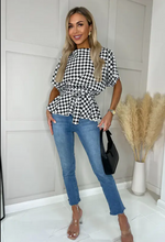 Ruby Houndstooth Batwing Peplum Top