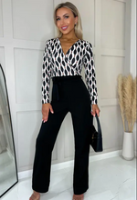 Ogee Wrap Contrast Long Sleeve Jumpsuit