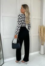 Ogee Wrap Contrast Long Sleeve Jumpsuit