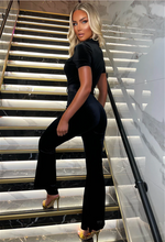 Mia Black Zip Front Velvet Jumpsuit