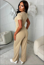 Aria Beige Stripe Loungewear Set