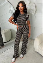 Aria Brwon Stripe Loungewear Set