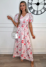 Vienna Pink Floral V-Neck Maxi Dress