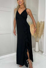 Black Ruffle Strappy Maxi