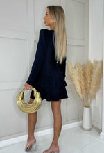 Navy Angelina Ruffle Long Sleeve Mini Dress